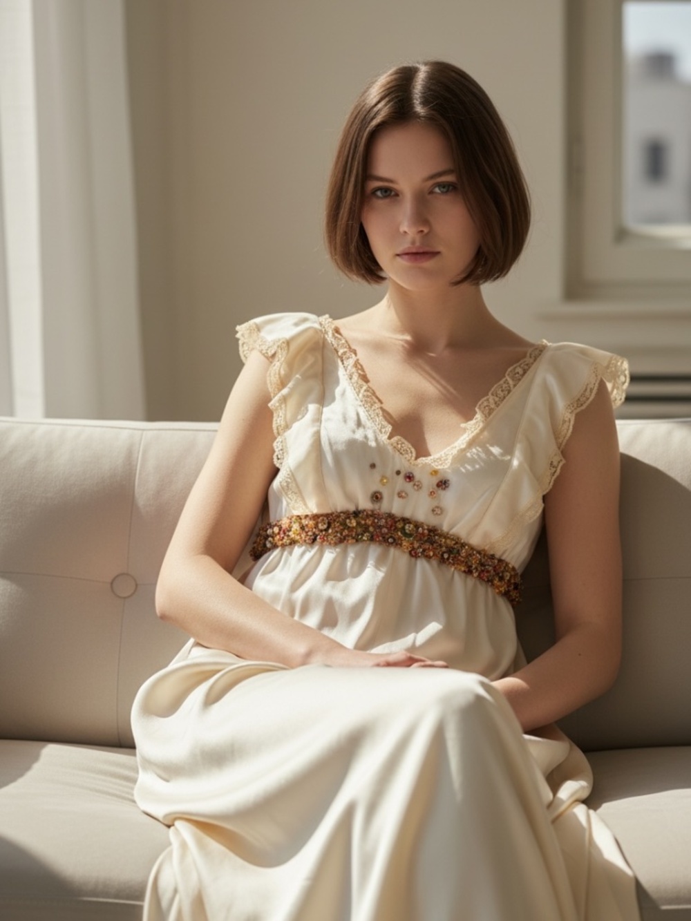 ✨ Vintage Lyric Opera Nightgown – Stage-Worn Elegance with dramatic train. ✨